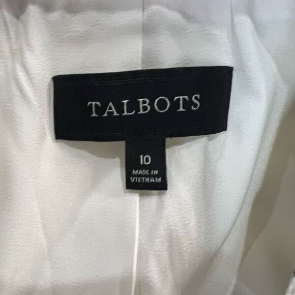 Talbots Stripe Waffle Stitch Blazer White Blue‎ Sz 10 - Picture 4 of 11